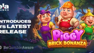 Tampilan visual slot Piggy Brick Bonanza dengan tema konstruksi rumah